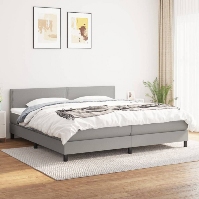 Boxspringbett mit Matratze Hellgrau 180x200 cm Stoff