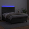 Boxspringbett mit Matratze & LED Schwarz 140x200 cm Kunstleder