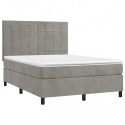 Boxspringbett mit Matratze Hellgrau 140x190 cm Samt