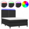 Boxspringbett mit Matratze & LED Schwarz 140x200 cm Kunstleder