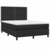 Boxspringbett mit Matratze & LED Schwarz 140x200 cm Kunstleder