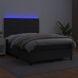 Boxspringbett mit Matratze & LED Schwarz 140x200 cm Kunstleder