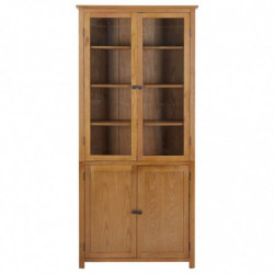 Bücherschrank mit 4 Türen 90x35x200 cm Eiche Massivholz & Glas