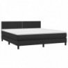 Boxspringbett mit Matratze & LED Schwarz 160x200 cm Kunstleder