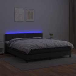 Boxspringbett mit Matratze & LED Schwarz 160x200 cm Kunstleder