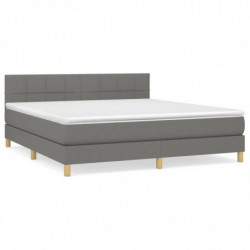 Boxspringbett mit Matratze Dunkelgrau 160x200 cm Stoff