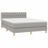 Boxspringbett mit Matratze & LED Hellgrau 140x190 cm Stoff