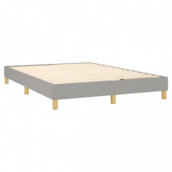 Boxspringbett mit Matratze & LED Hellgrau 140x190 cm Stoff