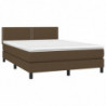 Boxspringbett mit Matratze & LED Dunkelbraun 140x200 cm Stoff