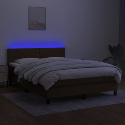 Boxspringbett mit Matratze & LED Dunkelbraun 140x200 cm Stoff