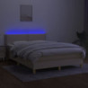 Boxspringbett mit Matratze & LED Creme 140x190 cm Stoff