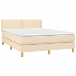 Boxspringbett mit Matratze & LED Creme 140x190 cm Stoff