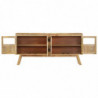 Sideboard Braun und Schwarz 160x30x76 cm Massivholz Mango