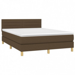 Boxspringbett mit Matratze & LED Dunkelbraun 140x200 cm Stoff