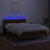 Boxspringbett mit Matratze & LED Dunkelbraun 140x190 cm Stoff