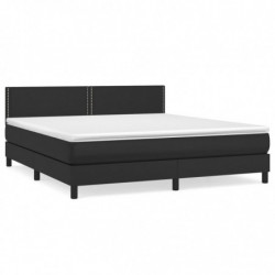 Boxspringbett mit Matratze Schwarz 160x200 cm Kunstleder