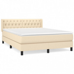 Boxspringbett mit Matratze Creme 140x190 cm Stoff