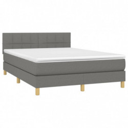 Boxspringbett mit Matratze & LED Dunkelgrau 140x190 cm Stoff