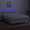 Boxspringbett mit Matratze & LED Creme 140x190 cm Stoff