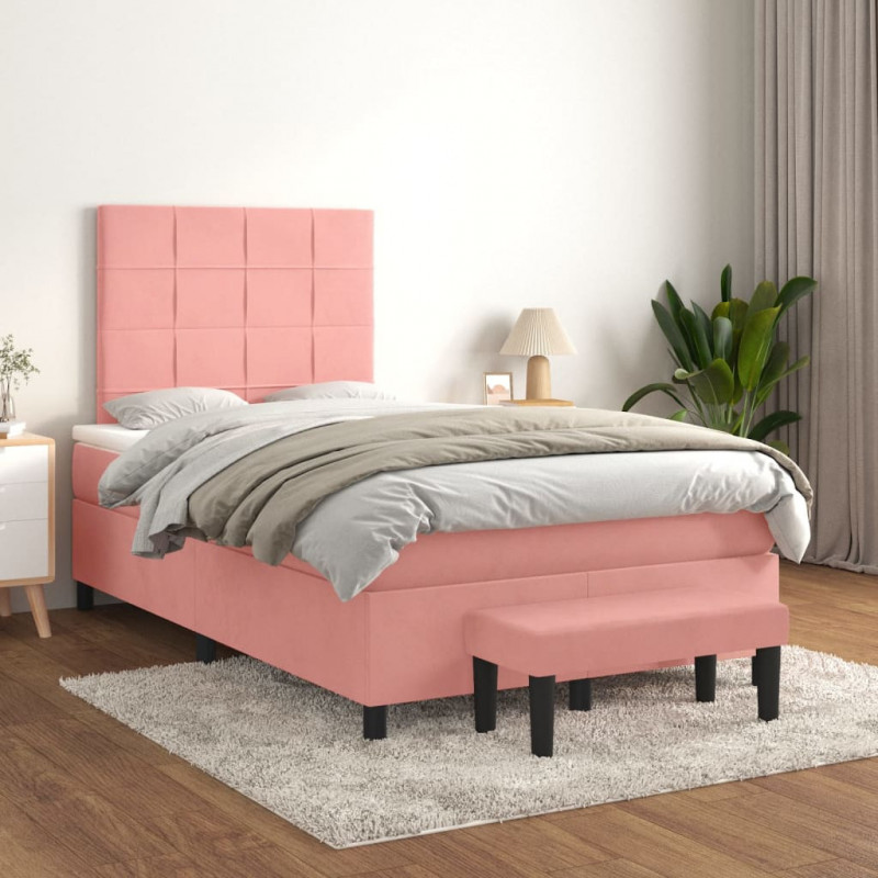 Boxspringbett mit Matratze Rosa 120x200 cm Samt