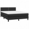 Boxspringbett mit Matratze & LED Schwarz 140x200 cm Kunstleder