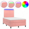 Boxspringbett mit Matratze & LED Rosa 120x200 cm Samt