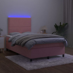 Boxspringbett mit Matratze & LED Rosa 120x200 cm Samt