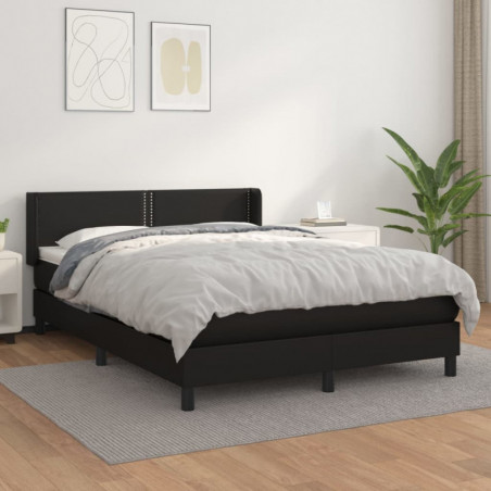 Boxspringbett mit Matratze Schwarz 140x200 cm Kunstleder