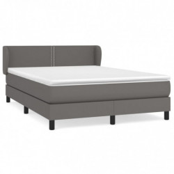 Boxspringbett mit Matratze Grau 140x200 cm Kunstleder