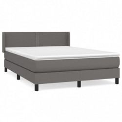 Boxspringbett mit Matratze Grau 140x200 cm Kunstleder