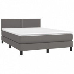 Boxspringbett mit Matratze Grau 140x200 cm Kunstleder