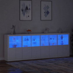 Sideboard mit LED-Leuchten Weiß 283x37x100 cm
