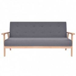 Sofa-Set 2-tlg. Stoff Dunkelgrau
