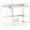 Hochbett mit Schreibtisch Weiß 90x200 cm Massivholz Kiefer