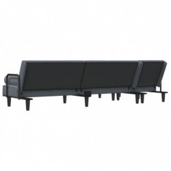 Schlafsofa in L-Form Dunkelgrau 260x140x70 cm Samt