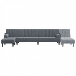 Schlafsofa in L-Form Dunkelgrau 260x140x70 cm Samt