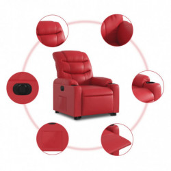 Relaxsessel mit Aufstehhilfe Elektrisch Rot Kunstleder