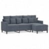 3-Sitzer-Sofa mit Hocker Dunkelgrau 180 cm Samt