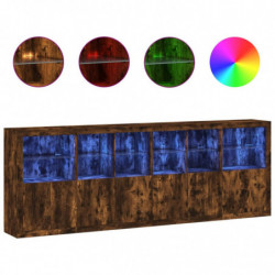 Sideboard mit LED-Leuchten Räuchereiche 283x37x100 cm