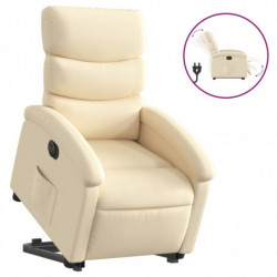 Relaxsessel mit Aufstehhilfe Elektrisch Creme Stoff