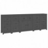 Sideboard Grau 230x35x80 cm Massivholz Kiefer