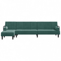 Schlafsofa in L-Form Dunkelgrün 260x140x70 cm Samt