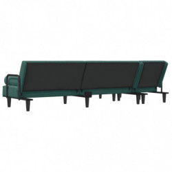 Schlafsofa in L-Form Dunkelgrün 260x140x70 cm Samt