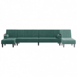 Schlafsofa in L-Form Dunkelgrün 260x140x70 cm Samt