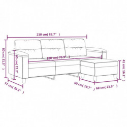 3-Sitzer-Sofa mit Hocker Hellgrau 180 cm Mikrofasergewebe