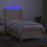 Boxspringbett mit Matratze & LED Creme 80x200 cm Stoff