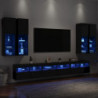 7-tlg. TV-Wohnwand mit LED-Leuchten Schwarz