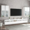 7-tlg. TV-Wohnwand mit LED-Leuchten Weiß