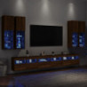 7-tlg. TV-Wohnwand mit LED-Leuchten Braun Eichen-Optik