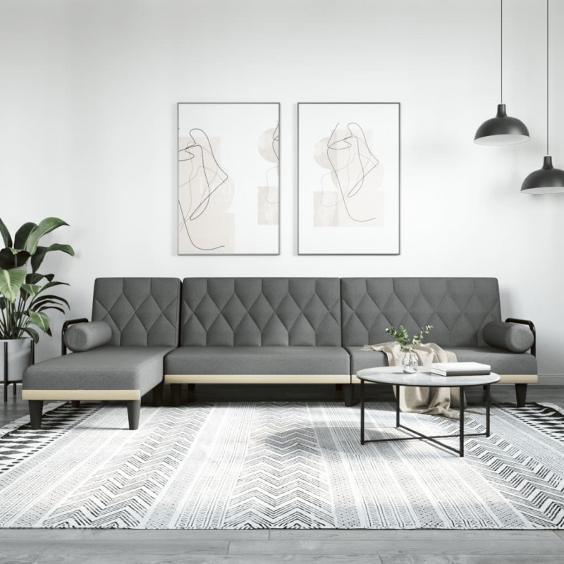 Schlafsofa in L-Form Dunkelgrau 260x140x70 cm Stoff